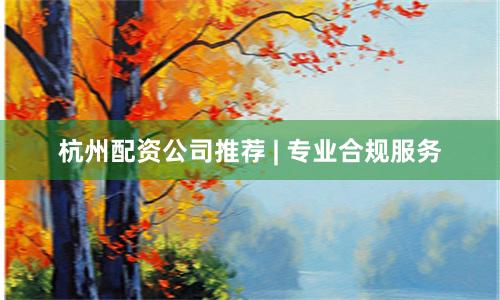 杭州配资公司推荐 | 专业合规服务